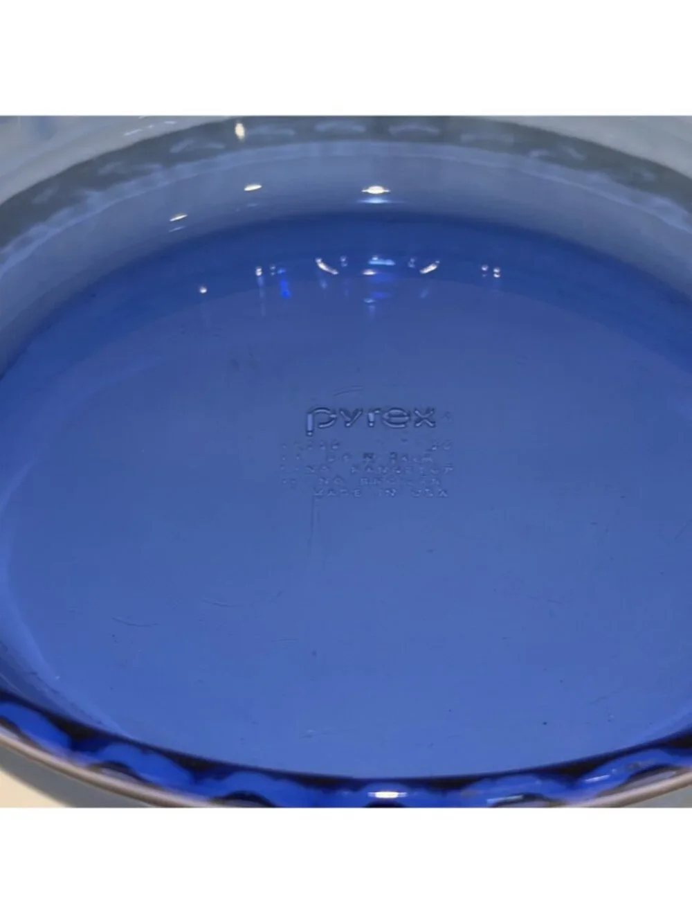 Vintage Pyrex Cobalt Blue Glass Fluted Pie Pan #229 Crimped Deep Dish Plate 9.5